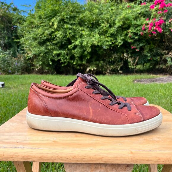 Ecco Danish Design Brown Leather Sneakers Size 46 / US 12-12.5 - Picture 3 of 8